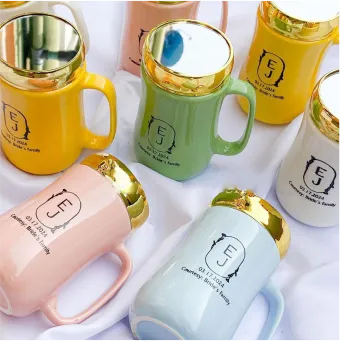 Top high best quality customized branded standard fancy retractable promotional ceramic coffee mug with mirror lid glass design and printing in Lagos, Abuja, Nigeria Africa.