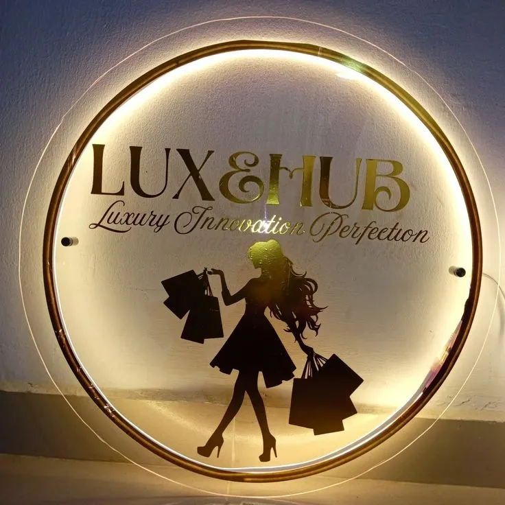Customized high best quality top branded custom retractable premium indoor acrylic circle led sign branding design and printing in Lagos, Abuja, Nigeria, Africa.