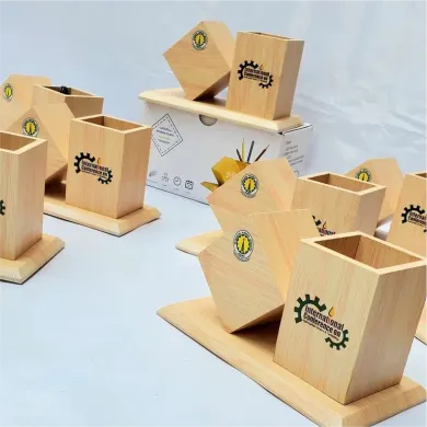 custom personalized desktop wooden pen
                                                        holder with digital clock led display