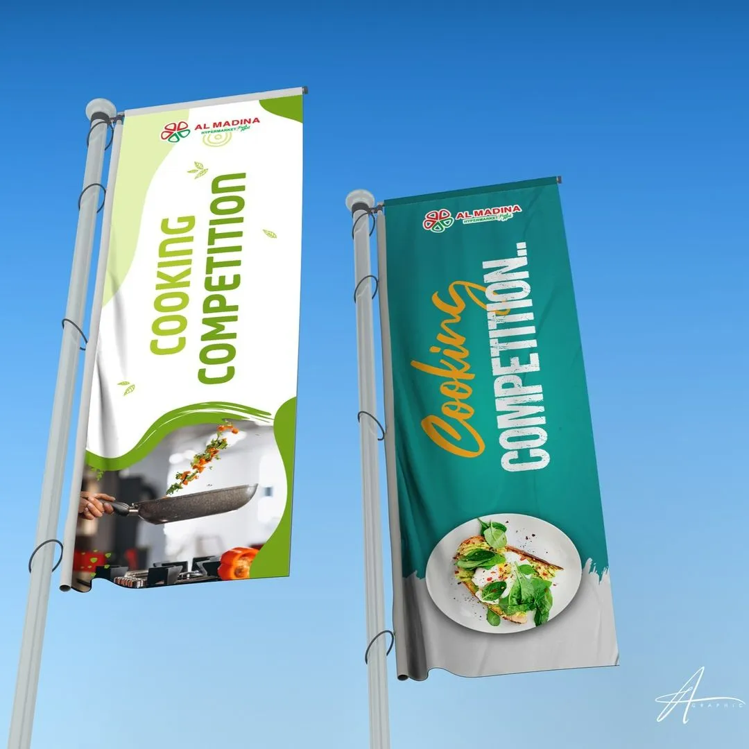 Top high best quality customized branded standard fancy retractable promotional advert lamp post street banner design and printing in Lagos, Abuja, Nigeria Africa.