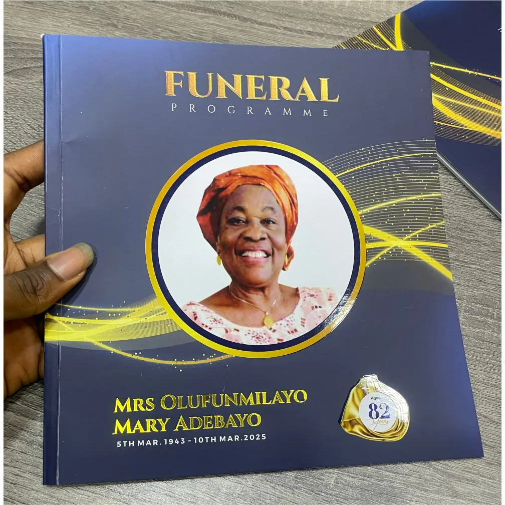 Customized high best quality top branded custom retractable luxury fashionable square funeral/burial brochure program design and printing in Lagos, Abuja, Nigeria, Africa.