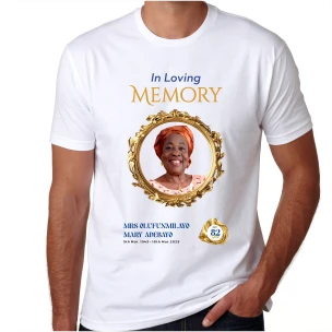 High top best quality customized branded custom retractable luxury premium funeral/burial round neck t-shirt design and printing in Lagos, Abuja, Nigeria, Africa.