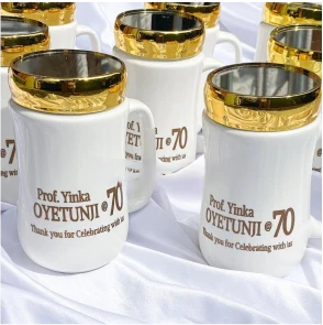 Customized branded best high top quality custom luxury premium personalized ceramic mug with mirror lid design and printing in Lagos, Abuja, Nigeria, Africa.