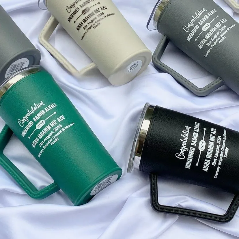 Best quality customized wedding leather insulated mug tumbler for wedding souvenirs and gift items Best quality customized wedding leather insulated mug tumbler for wedding souvenirs and gift items