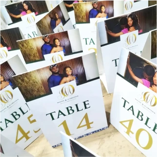 Best high top quality customized branded custom promotional retractable wedding event table tag design and printing in Lagos,
                                                        Abuja, Nigeria, Africa.