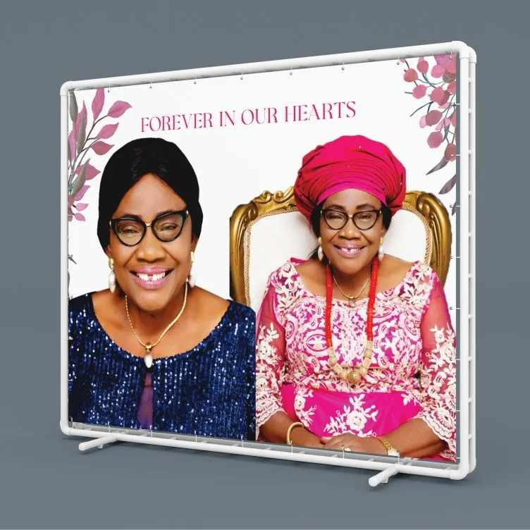 High best top quality customized branded custom funeral burial event backdrop banner design and printing
                                                            in Lagos, Abuja, Nigeria, Africa.