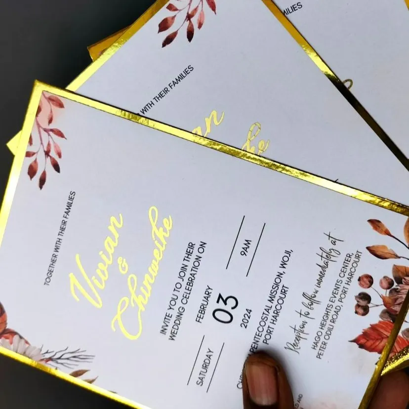 Customized high top quality custom branded wedding event invitation card design and printing in Lagos, Abuja, Nigeria, Africa