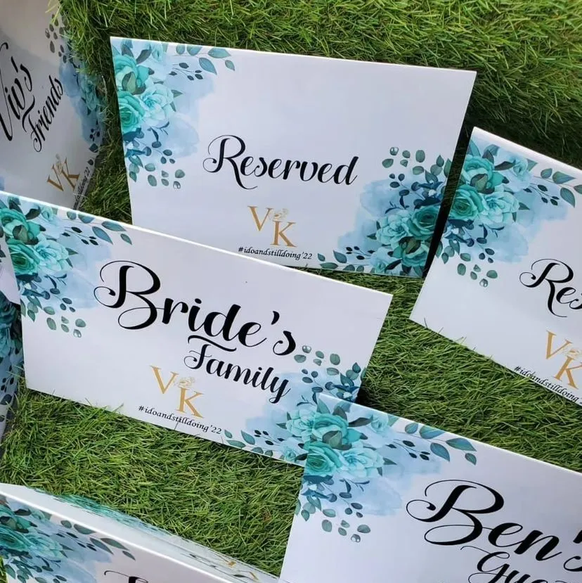 High best top quality customized branded custom event table tag design and printing
                                                            in Lagos, Abuja, Nigeria, Africa.