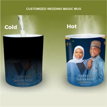 Best high top quality customized branded fashionable retractable luxury premium wedding magic mug souvenir gift items design and printing in Lagos, Abuja, Nigeria, Africa.