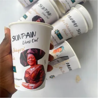 Customized high top quality custom branded promotional retractable fashionable luxury premium party paper cup design and printing in Lagos, Abuja, Nigeria, Africa