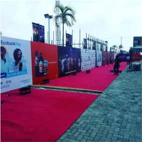 Top high best quality customized branded standard fancy retractable fashionable carpet event backdrop banner design and printing in Lagos, Abuja, Nigeria Africa.